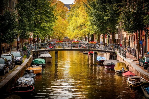 Puente peatonal del canal de chernz en los países bajos