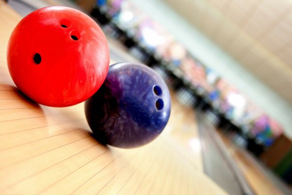 Bowling balls on the floor in the hall