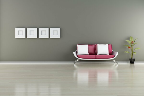 Minimalistic design with a bright sofa