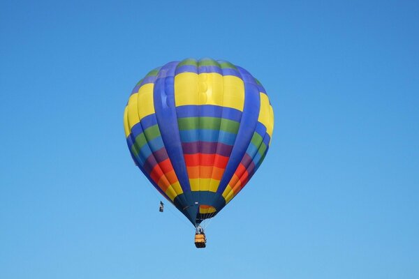 Multicolored balloon in the blue sky