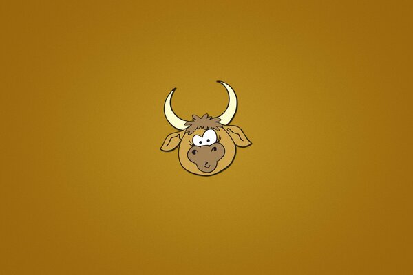 Bull s face with horns on a brown background