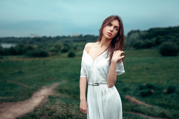 A girl against the background of nature