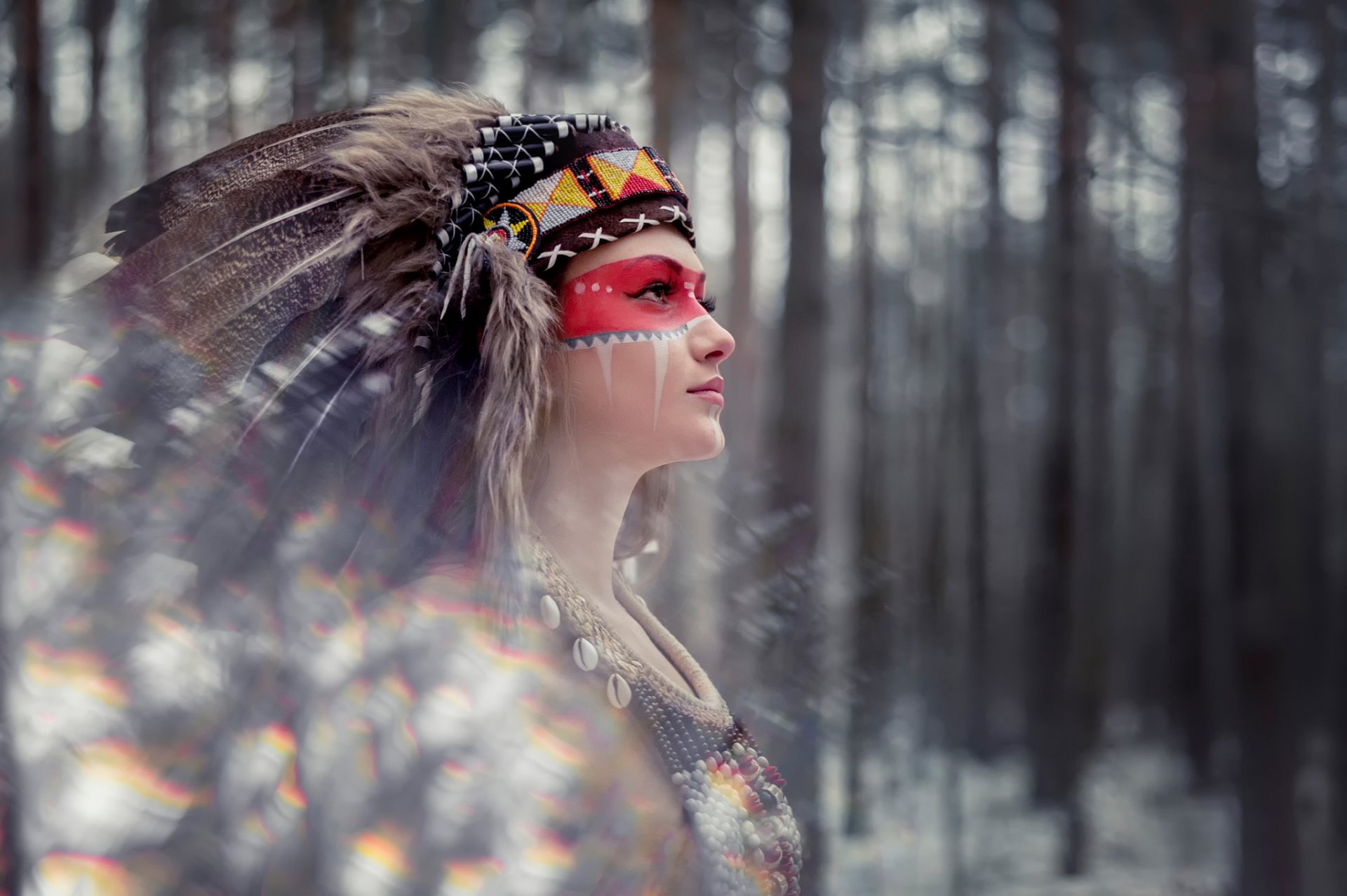 headwear feathers makeup