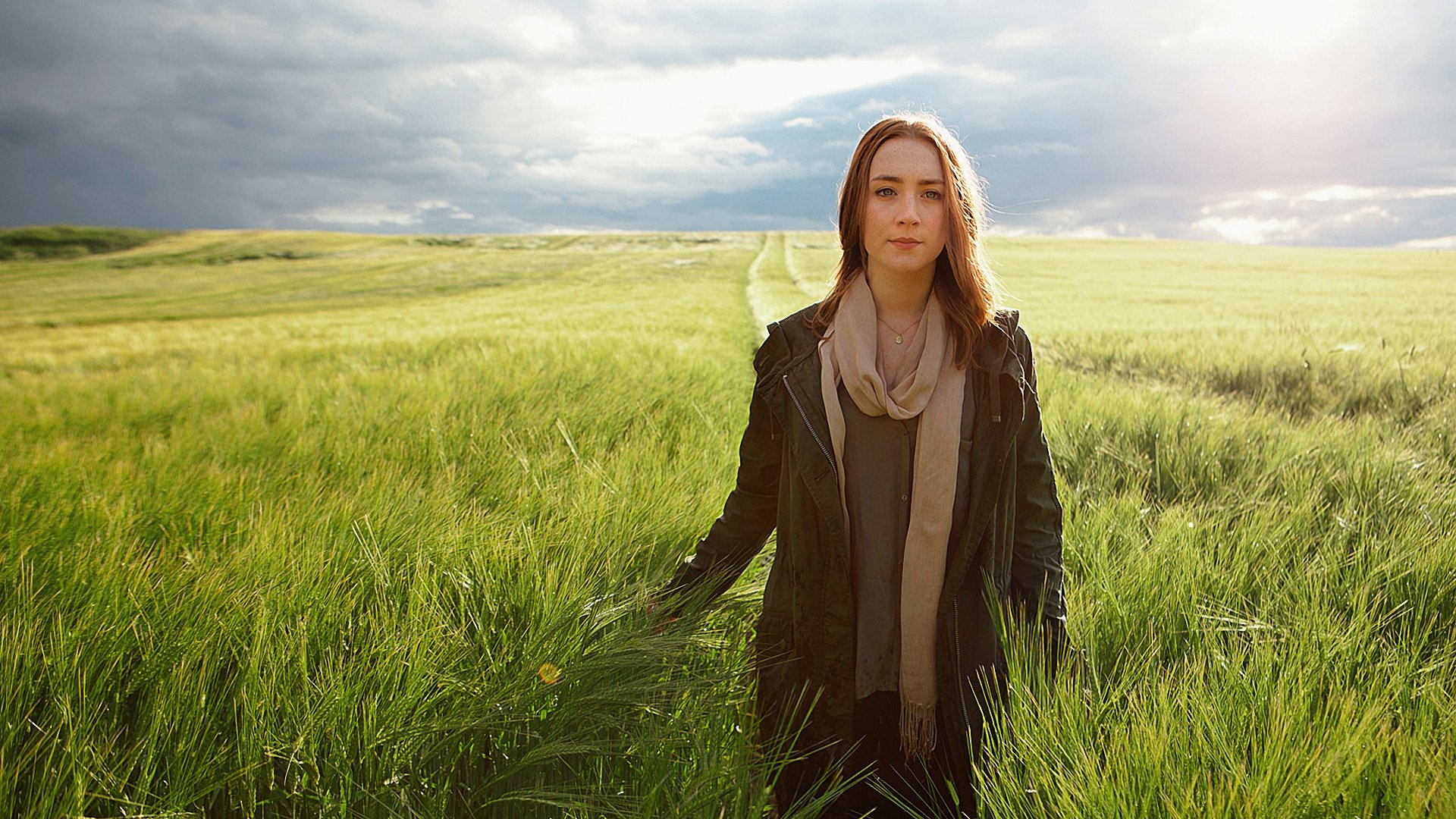 sirsha ronan mädchen schauspielerin blond himmel feld gras irland