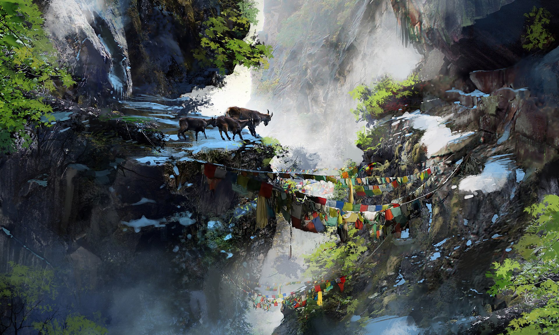 farcry 4 arte cabras juego banderas montañas