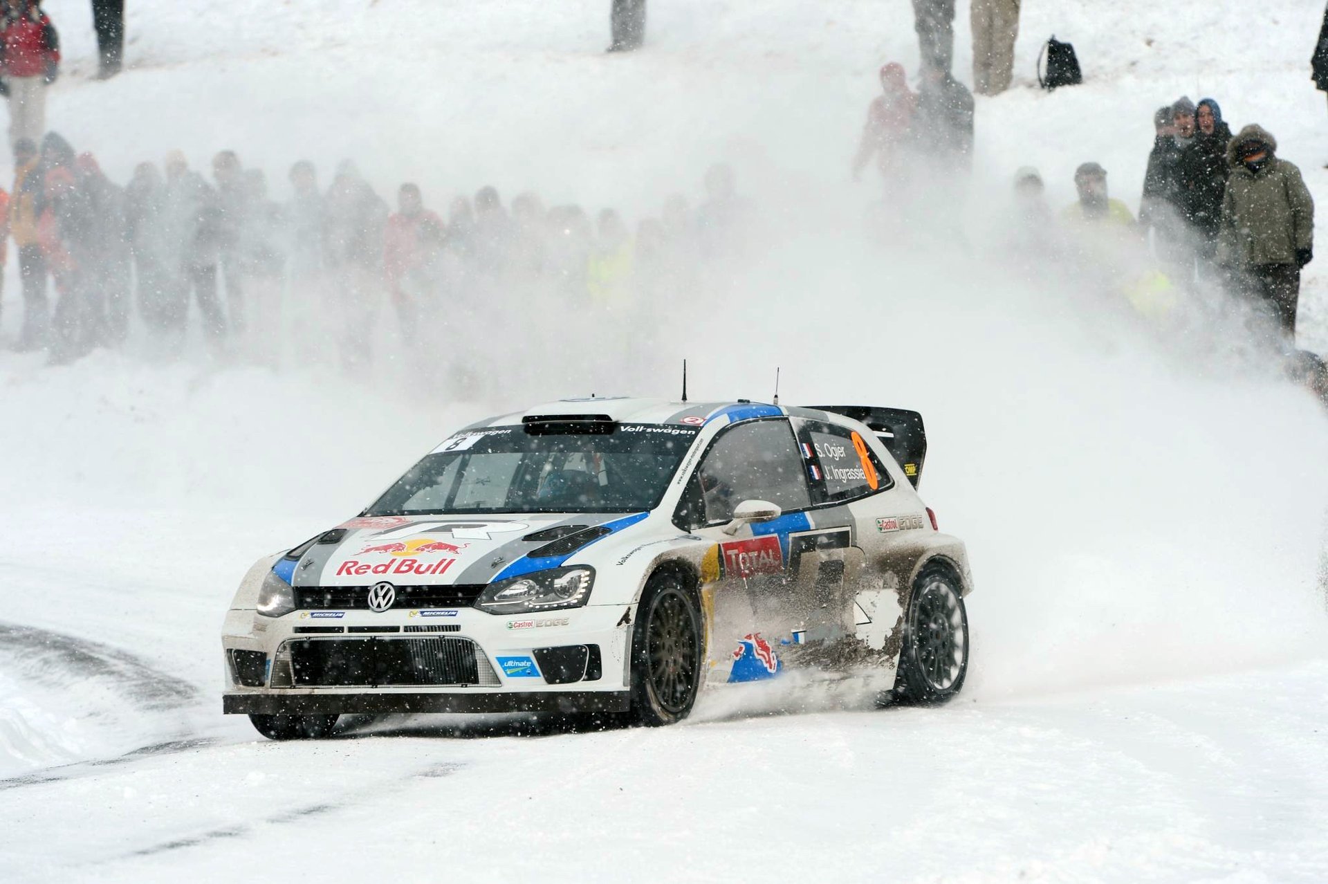 sport voiture wrc rallye volkswagen polo rallye hiver neige