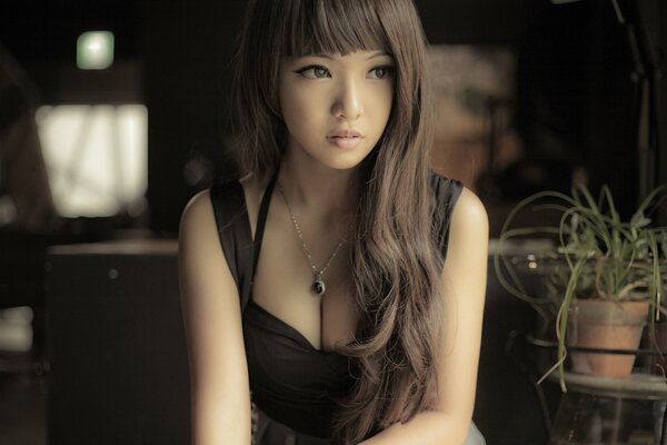 Portrait of an Asian woman. Beautiful girl