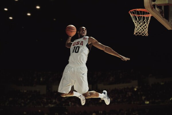 Great shot at the basketball basket