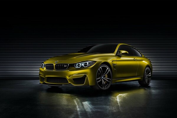 Golden BMW concept in three-dimensional design