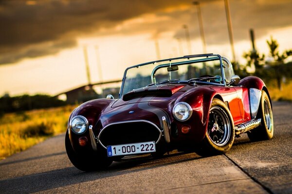 Shelby retro car on the road