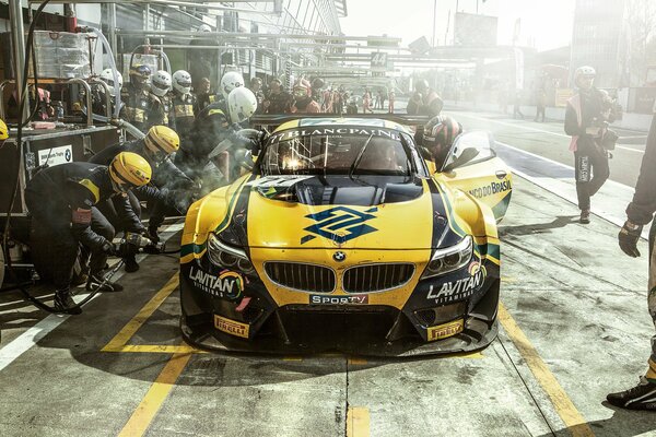 BMW racing car is ready to start