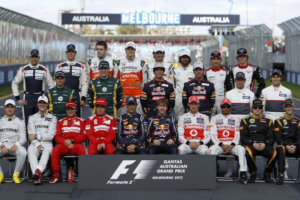 The composition of the teams in Formula 1. handsome