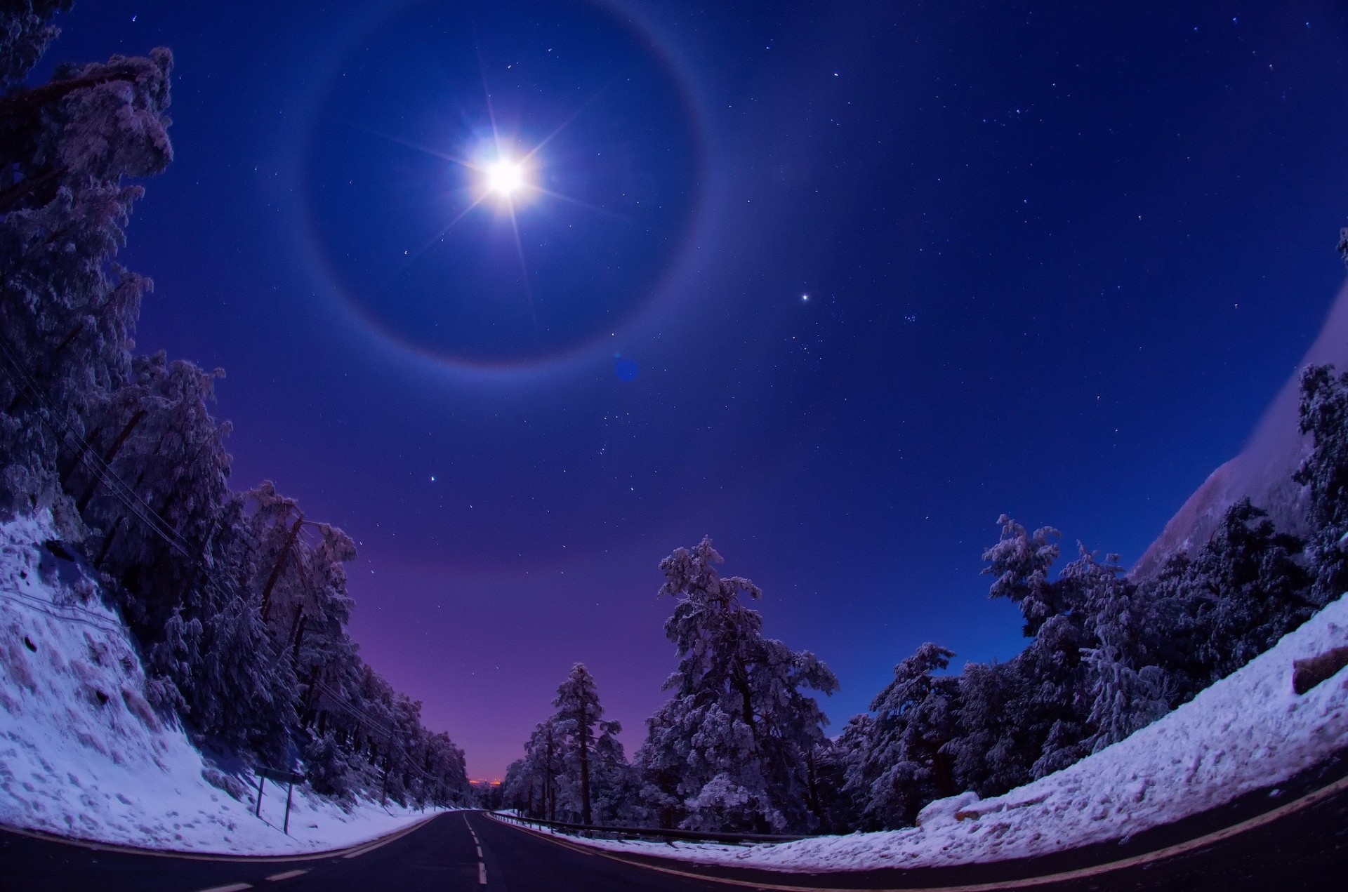 notte natura luce cielo luna inverno