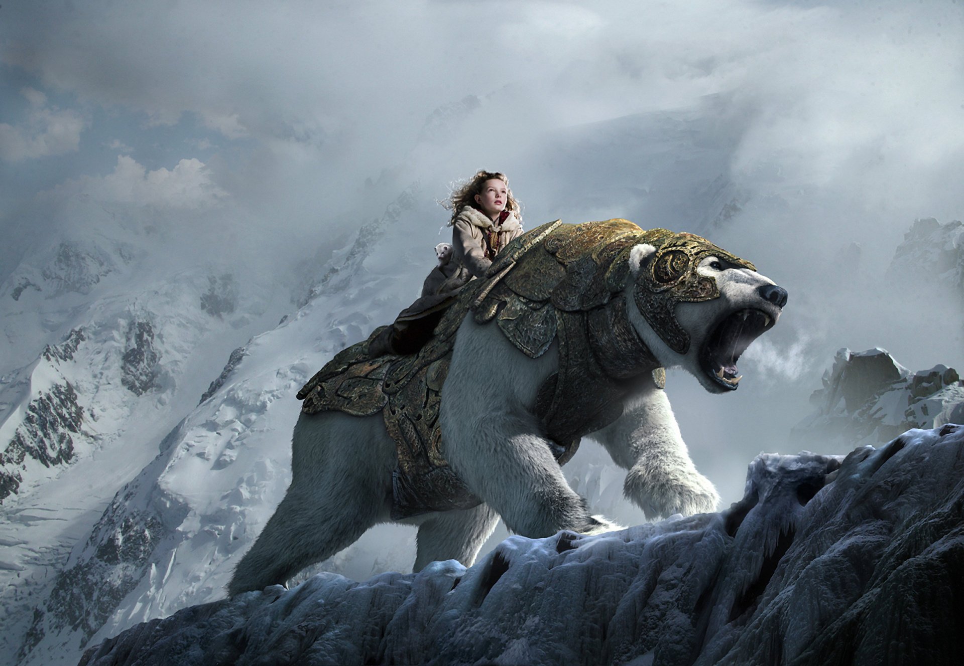 the golden compass golden compass bear mountains snow girl