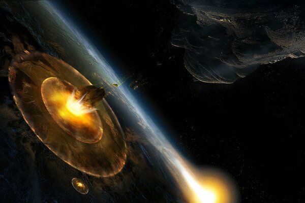 Астероид врезается в землю вид из космоса со спутника
