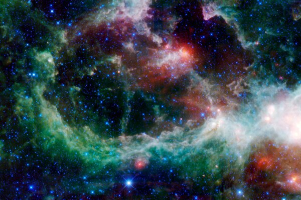 Cosmic nebula in the shape of a heart of stars
