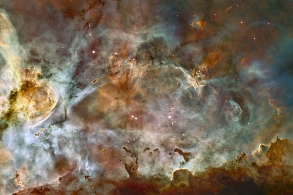 Star nebula and bright flashes