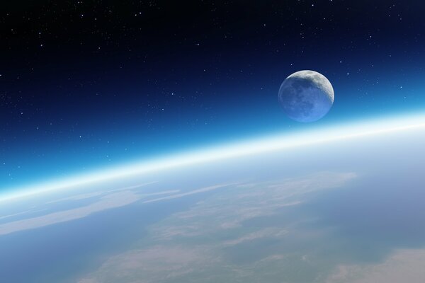 The moon is a satellite of the earth above its surface