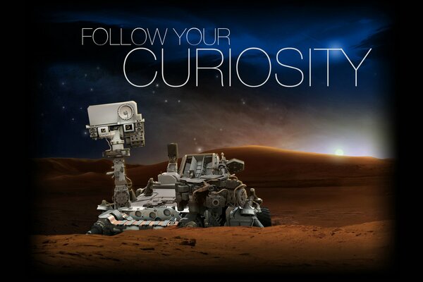 The rover studies the surface of Mars