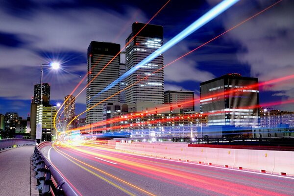 City hustle and bustle in Japan at night