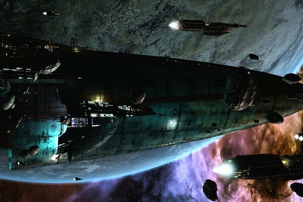 Science-fiction, représenté par des vaisseaux spatiaux