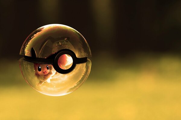 Pikachu en una bola de cristal de fondo multicolor