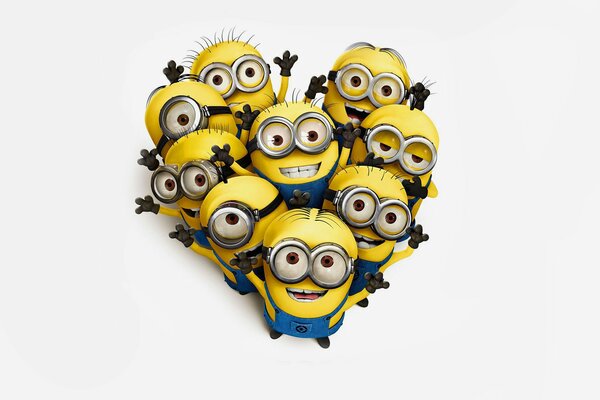 A heart of yellow joyful minions