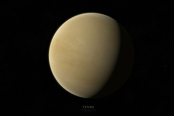 The planet Venus is darkened on a black background