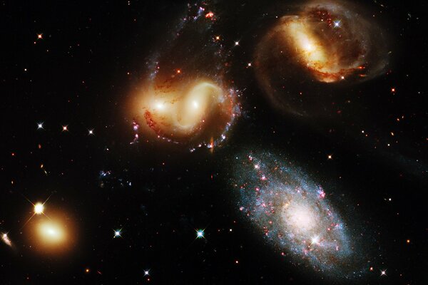 A snapshot of a cluster of galaxies in the universe