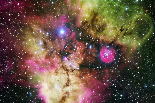 A beautiful multicolored nebula in space