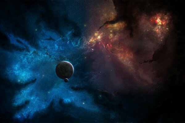 Art of space with stars and planets