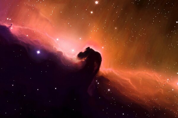 Widok mgławicy końska Głowa. Widok z kosmosu