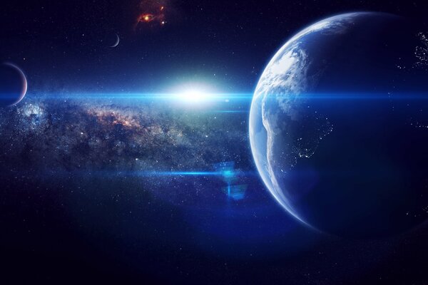 Planet earth on the background of space in space wallpaper