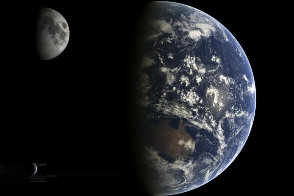 La lune et la moitié de la Terre dans l espace