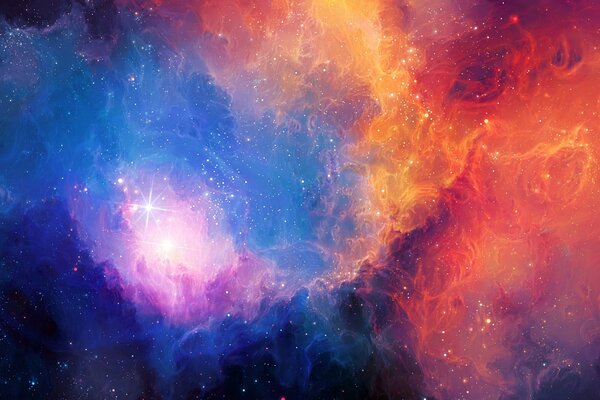 Art purple nebula in space