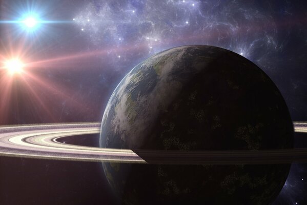 Space. Saturn. Stars. The nebula. Saturn s Ring