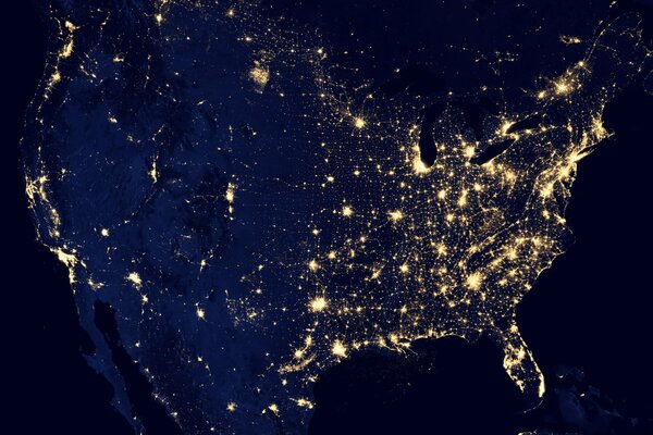 El planeta tierra de noche en los estados unidos en el fondo de las luces fondos de pantalla