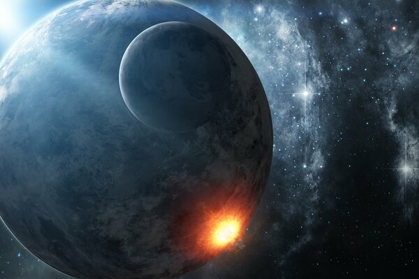 Esplosione sul pianeta flash dallo spazio Vista