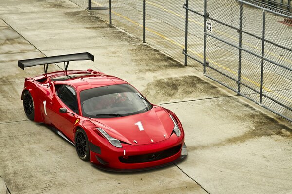 Red Ferrari with spoiler