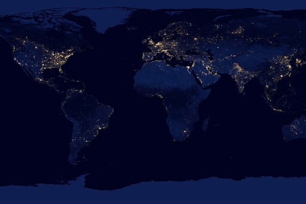 Nachtbild der Kontinente auf dem Globus