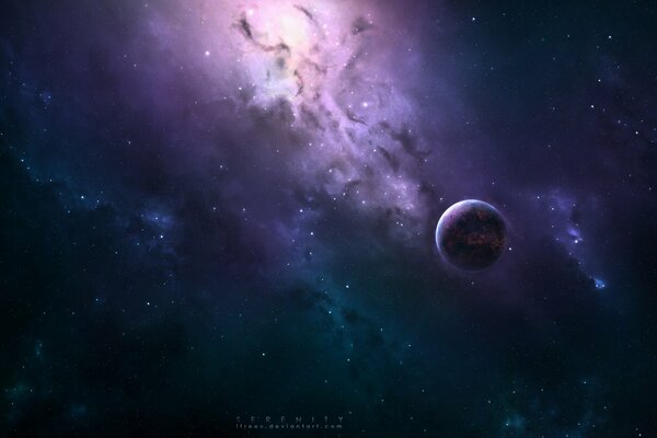 Spazio pianeta e nebulosa colorata