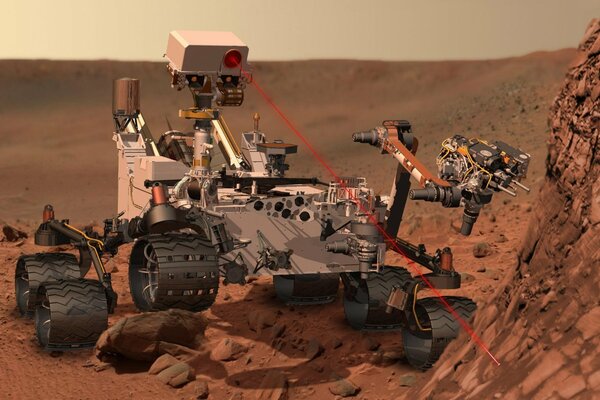 The Curiosity device uses a laser to study the rock