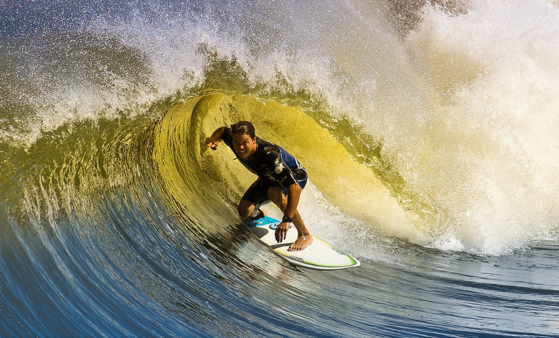 man wave board surfing