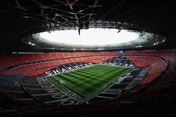 Arena with a football field in Donetsk