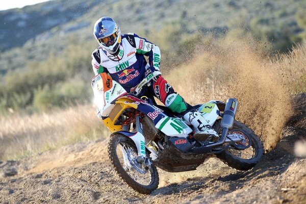 Racer on a sports motorcycle