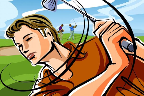 Disegno di un uomo che gioca a golf