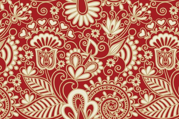 Schöne rot-weiße Textur im russischen Stil