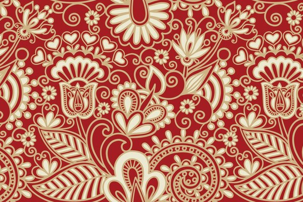 Hermosa textura roja y blanca en estilo ruso