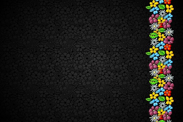 Black wallpaper with Hawaiian flowers