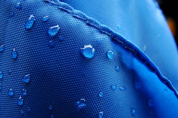 Raindrops on water-repellent material